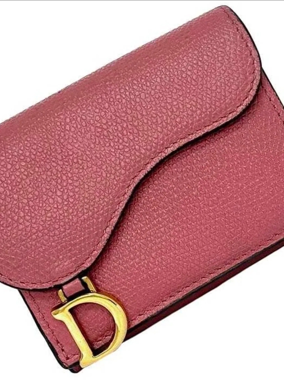 Pink Leather Wallet with Gold D Accent